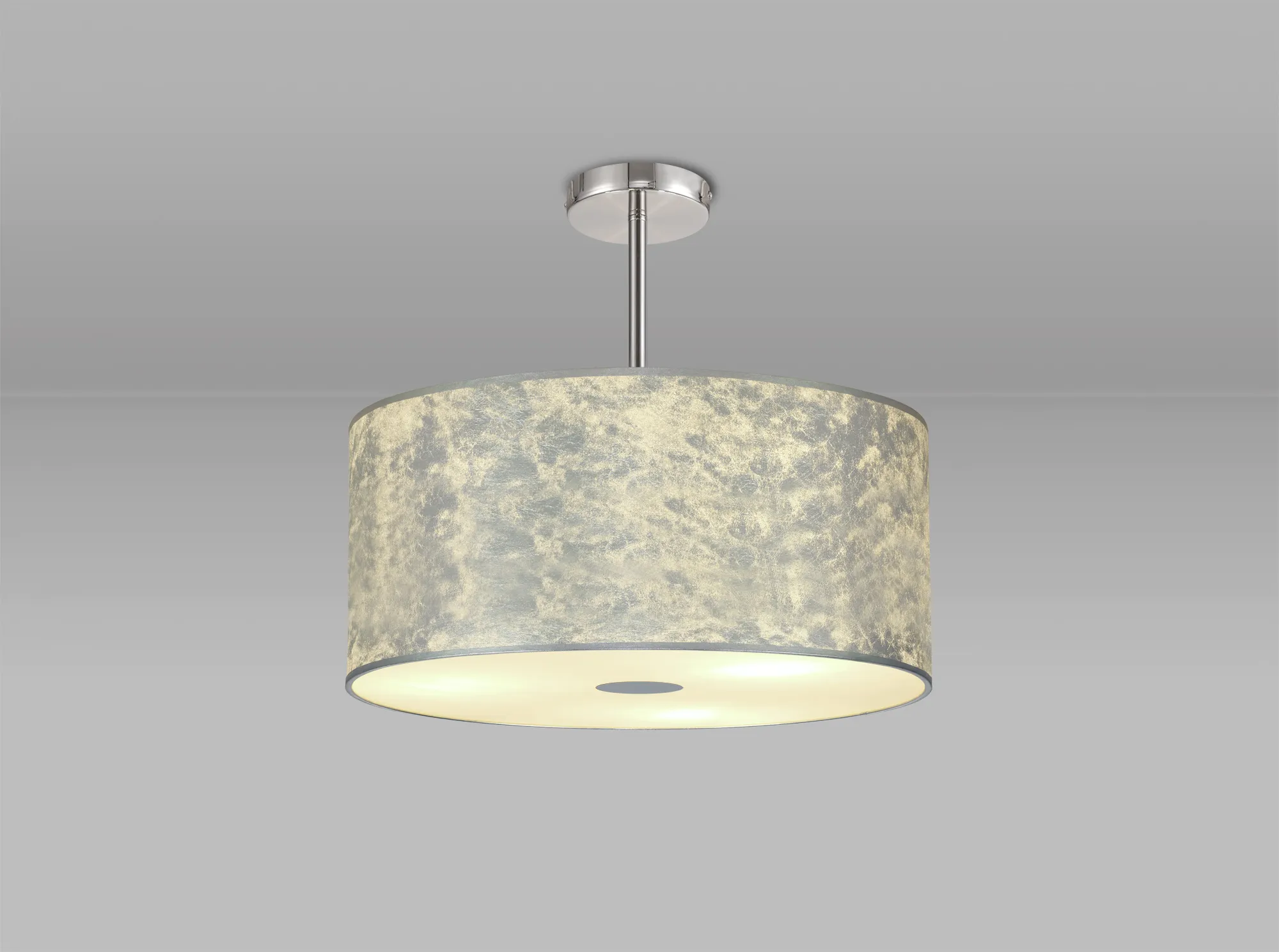 Baymont 50cm Semi Flush 5 Light Polished Chrome, Silver Leaf, Frosted Diffuser DK0816  Deco Baymont CH SL